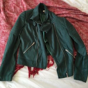 Faux suede emerald Moto jacket